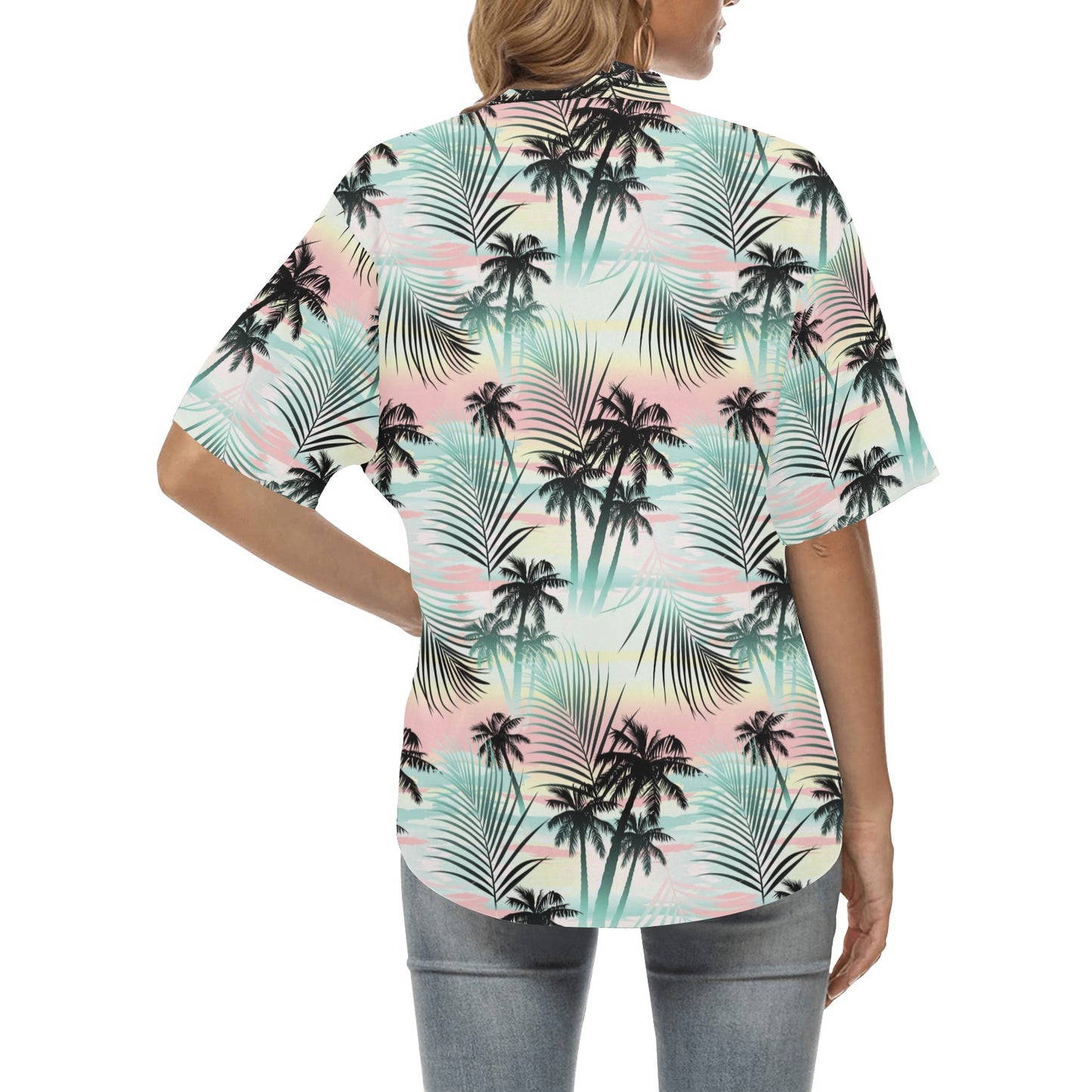 Palm Tree Pattern Print Design A03 Women's Hawaiian Shirt