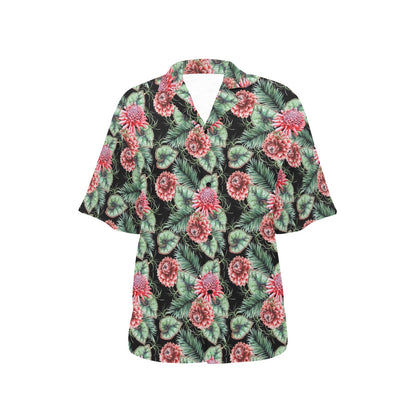 Dahlia Pattern Print Design DH06 Women's Hawaiian Shirt