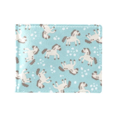 Horse Cute Print Design LKS306 Men's ID Card Wallet