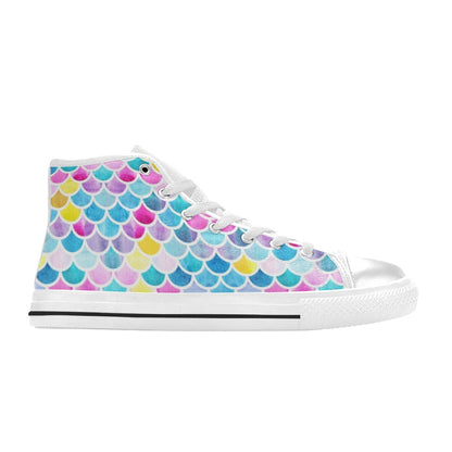 Scales Print Design LKS402 High Top Women's White Shoes