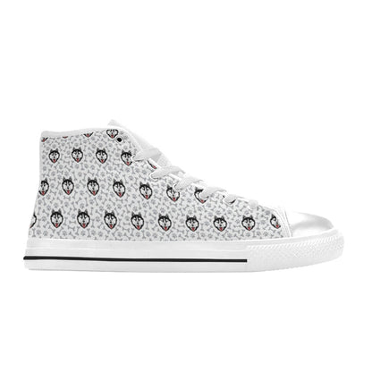 Siberian Huskies Print Design LKS305 High Top Women's White Shoes