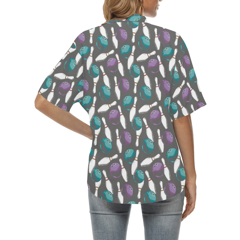 Bowling Pattern Print Design 03 Women's Hawaiian Shirt