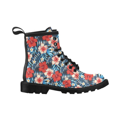 Red Hibiscus Blue Scene Women's Boots