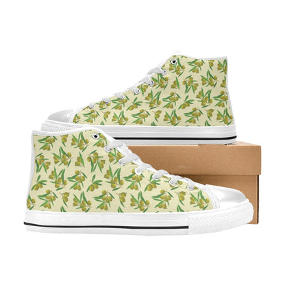 Olive Print Design LKS302 High Top Women's White Shoes