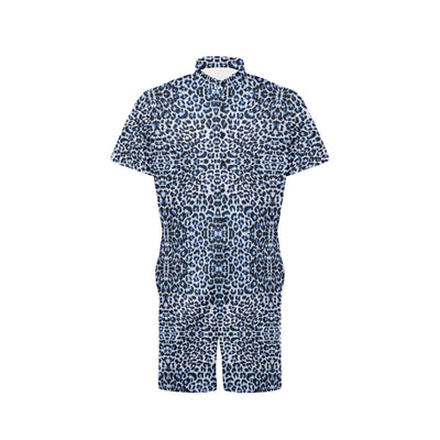 Leopard Blue Skin Print Men's Romper