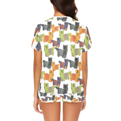 Skye Terriers Print Design LKS301 Women's Short Pajama Set