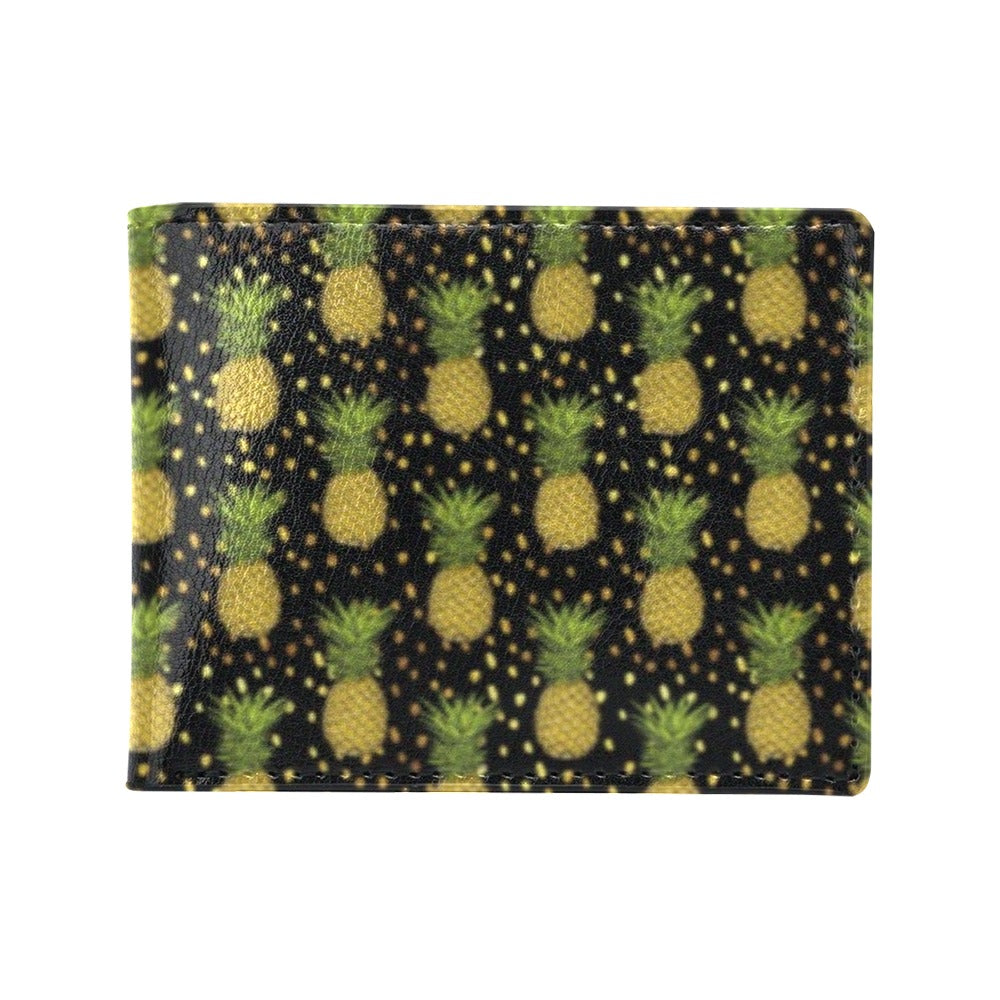 Pineapple Gold Dot Themed Print Men's ID Card Wallet