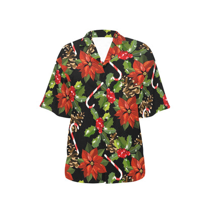 Poinsettia Pattern Print Design POT01 Women's Hawaiian Shirt