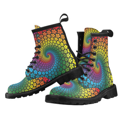 Flower Power Rainbow Spiral Print Women's Boots