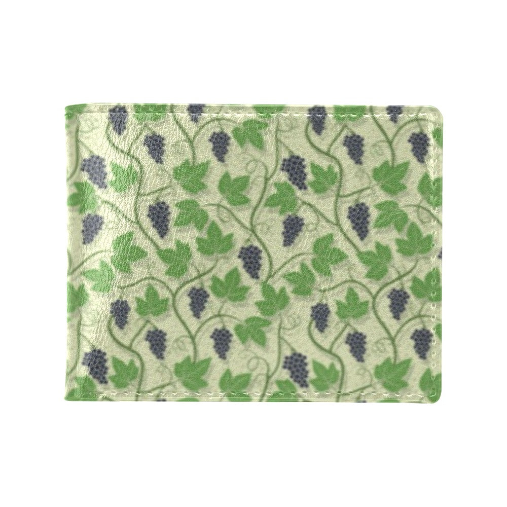 Wine Grape Thmed Print Men's ID Card Wallet