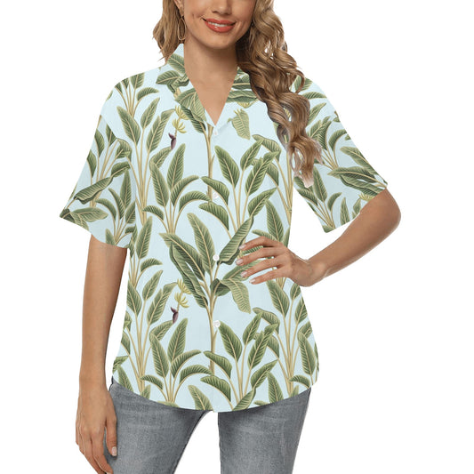 Banana Leaf Pattern Print Design BL03 Women's Hawaiian Shirt