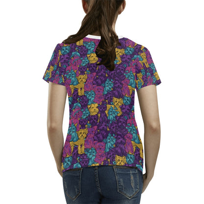 Yorkshire Terriers Print Design LKS3010 Women's  T-shirt