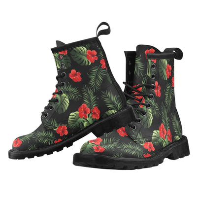 Red Hibiscus Tropical Women's Boots