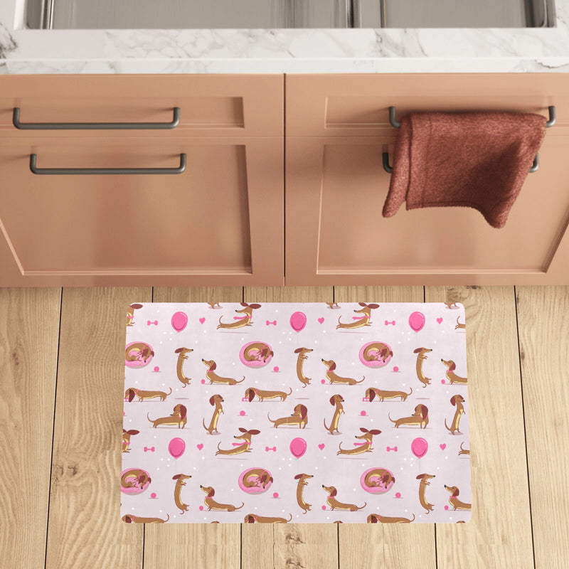 Dachshund Pattern Print Design 10 Kitchen Mat