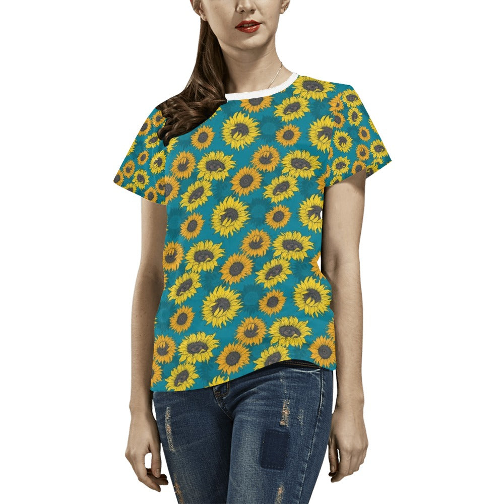 Sunflower Print Design LKS301 Women's  T-shirt