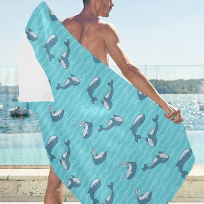 Whale Print Design LKS303 Beach Towel 32" x 71"