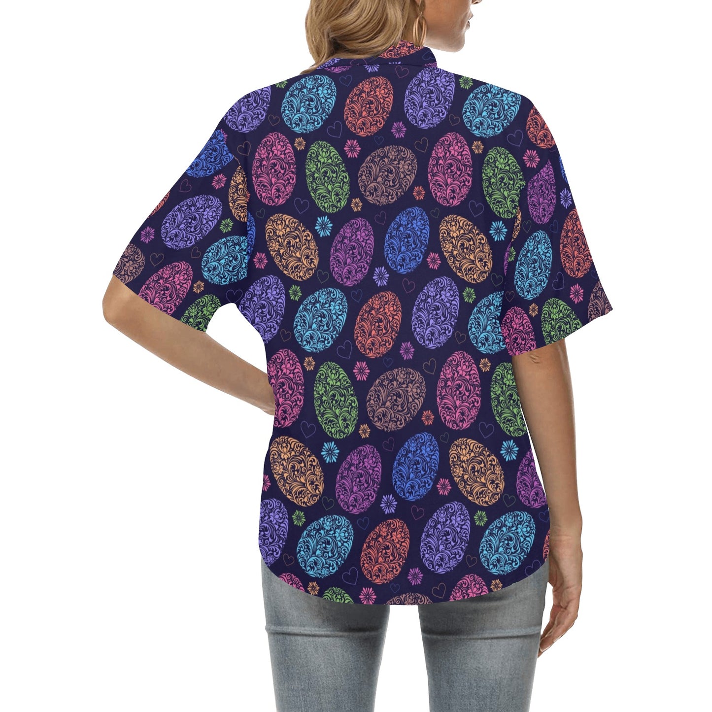 Easter Eggs Pattern Print Design RB012 Women's Hawaiian Shirt