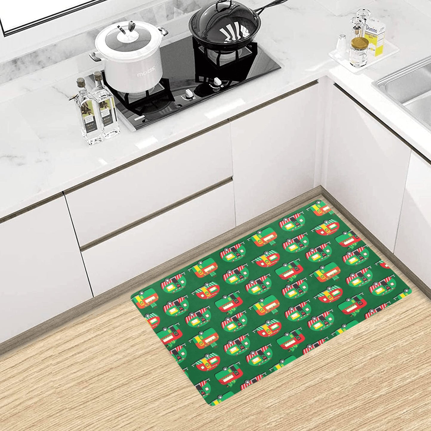 Camper Camping Christmas Themed Print Kitchen Mat