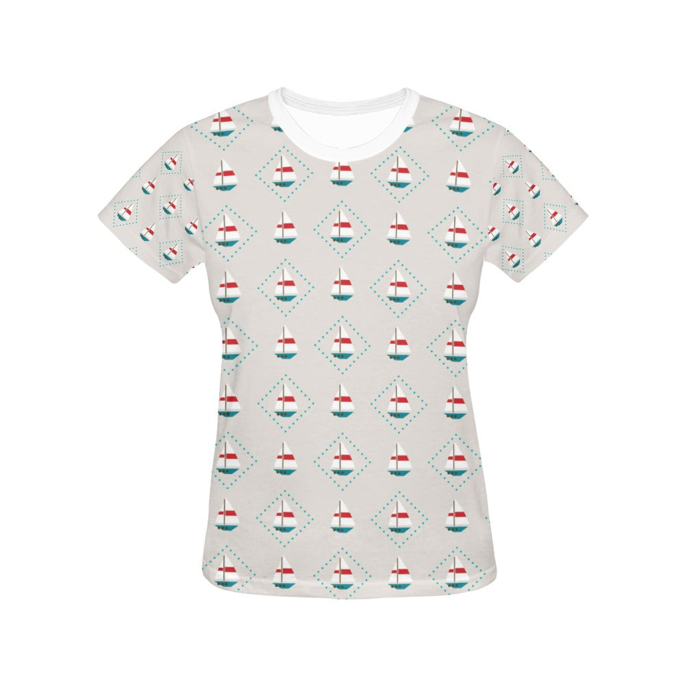 Sailboat Print Design LKS301 Women's  T-shirt