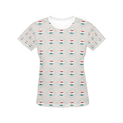 Sailboat Print Design LKS301 Women's  T-shirt