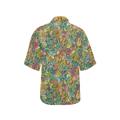 Hippie Print Design LKS302 Women's Hawaiian Shirt