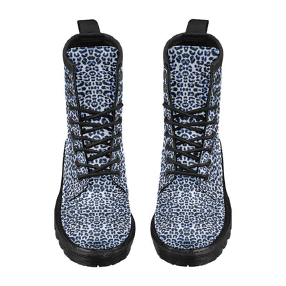 Leopard Blue Skin Print Women's Boots