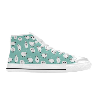 Sheep Print Design LKS404 High Top Women's White Shoes
