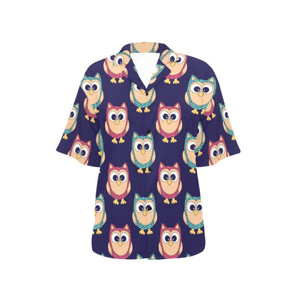 Owl Pattern Print Design A06 Women's Hawaiian Shirt