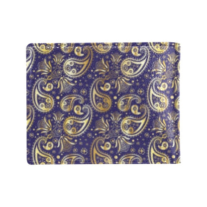 Paisley Blue Yellow Design Print Men's ID Card Wallet