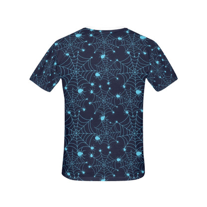 Spider Web Blue Print Design LKS304 Women's  T-shirt