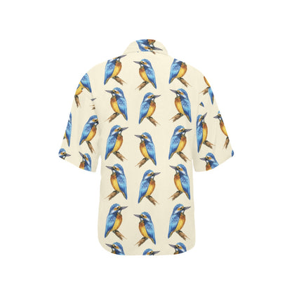 Kingfisher Pattern Print Design 01 Women's Hawaiian Shirt