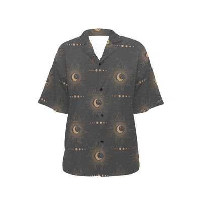 Moon Boho Pattern Print Design 02 Women's Hawaiian Shirt