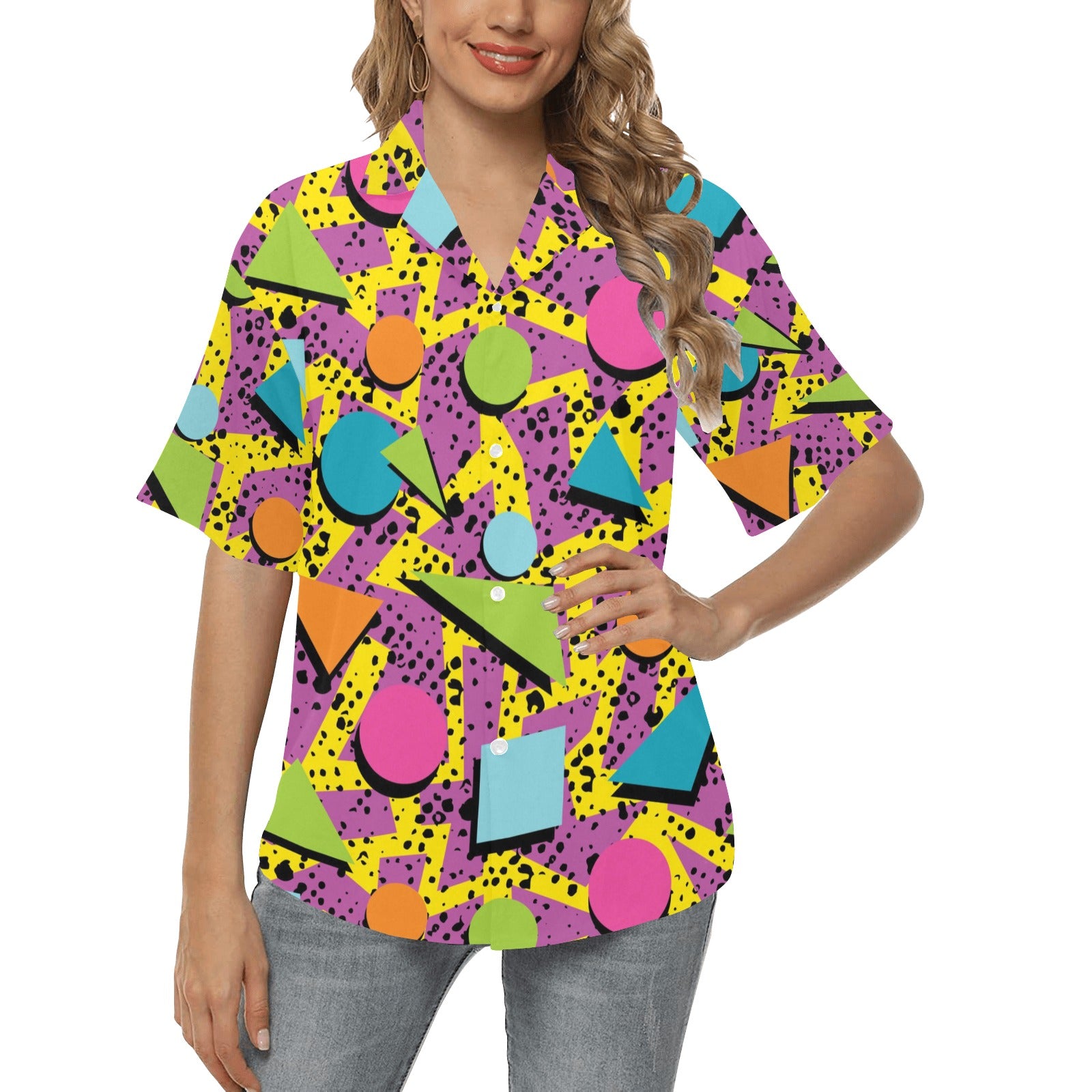 80s Pattern Print Design 1 Women's Hawaiian Shirt