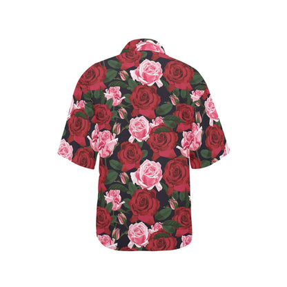 Rose Red Pink Pattern Print Design RO01 Women's Hawaiian Shirt