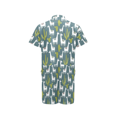 Llama Cactus Pattern Print Design 03 Men's Romper