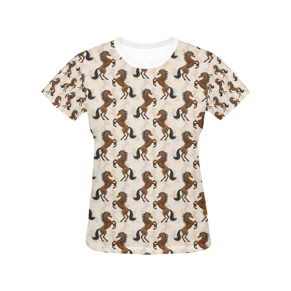 Horse Print Design LKS308 Women's  T-shirt