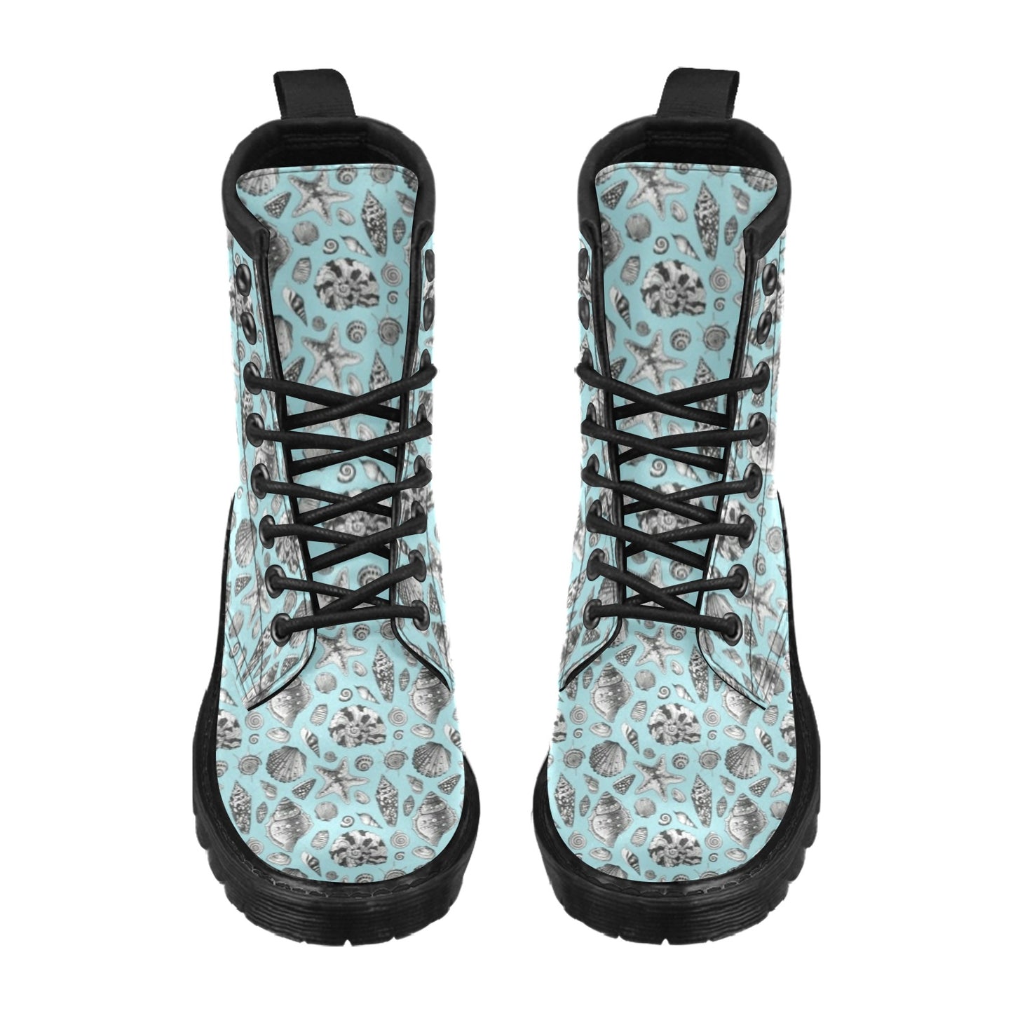Seashell Beach Print Design LKS302 Women's Boots