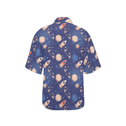 Space Astronaut Rocket Print Design LKS304 Women's Hawaiian Shirt