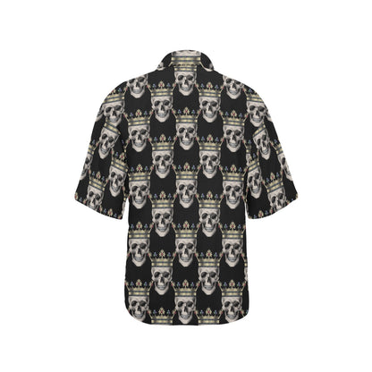 Skull King Print Design LKS3010 Women's Hawaiian Shirt