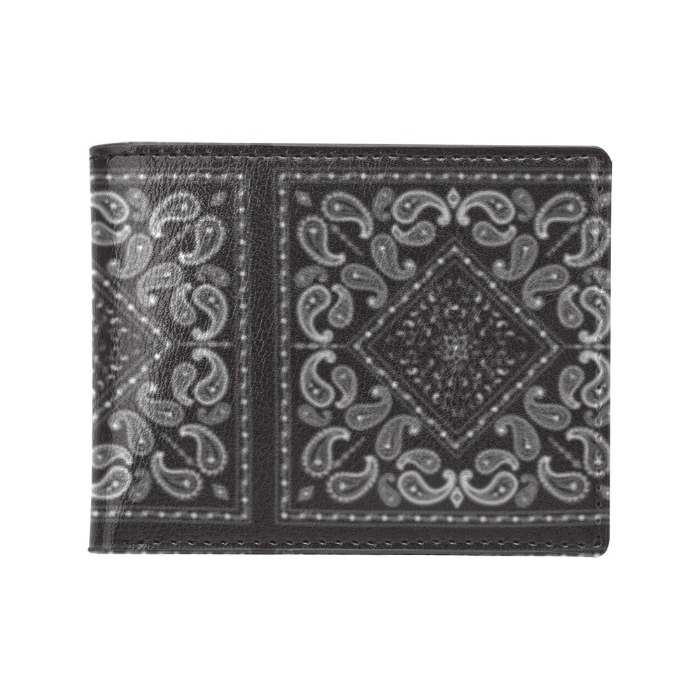 Bandana Black White Print Design LKS302 Men's ID Card Wallet