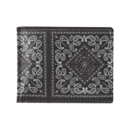 Bandana Black White Print Design LKS302 Men's ID Card Wallet