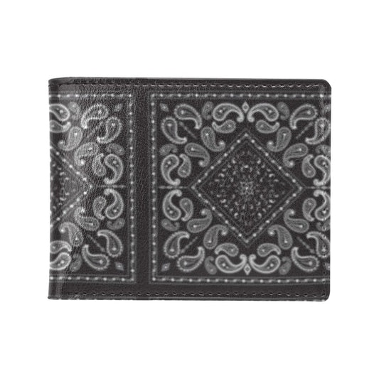 Bandana Black White Print Design LKS302 Men's ID Card Wallet