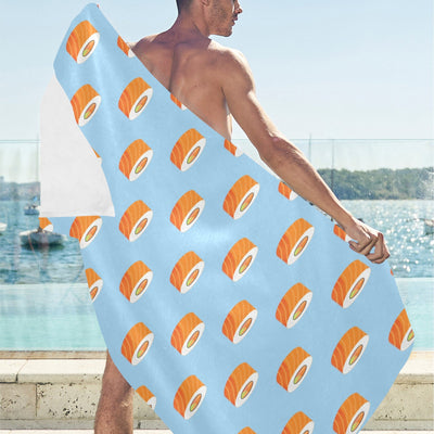 Salmon Sushi Print Design LKS307 Beach Towel 32" x 71"