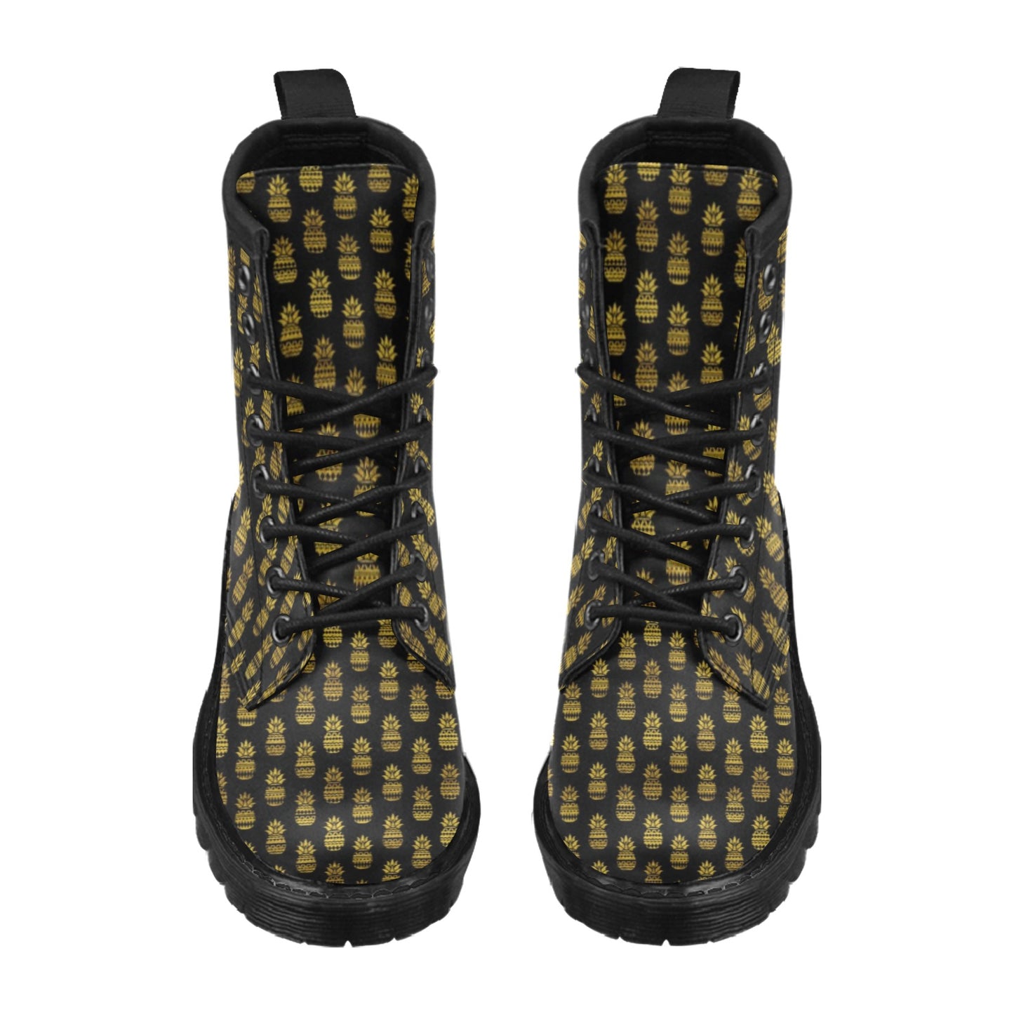 Pineapple Gold Tribal Style Print Women's Boots