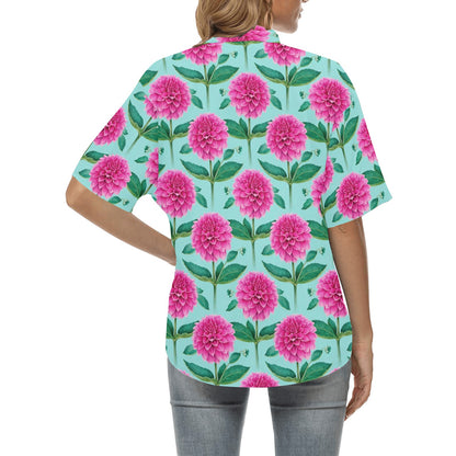 Dahlia Pattern Print Design DH08 Women's Hawaiian Shirt