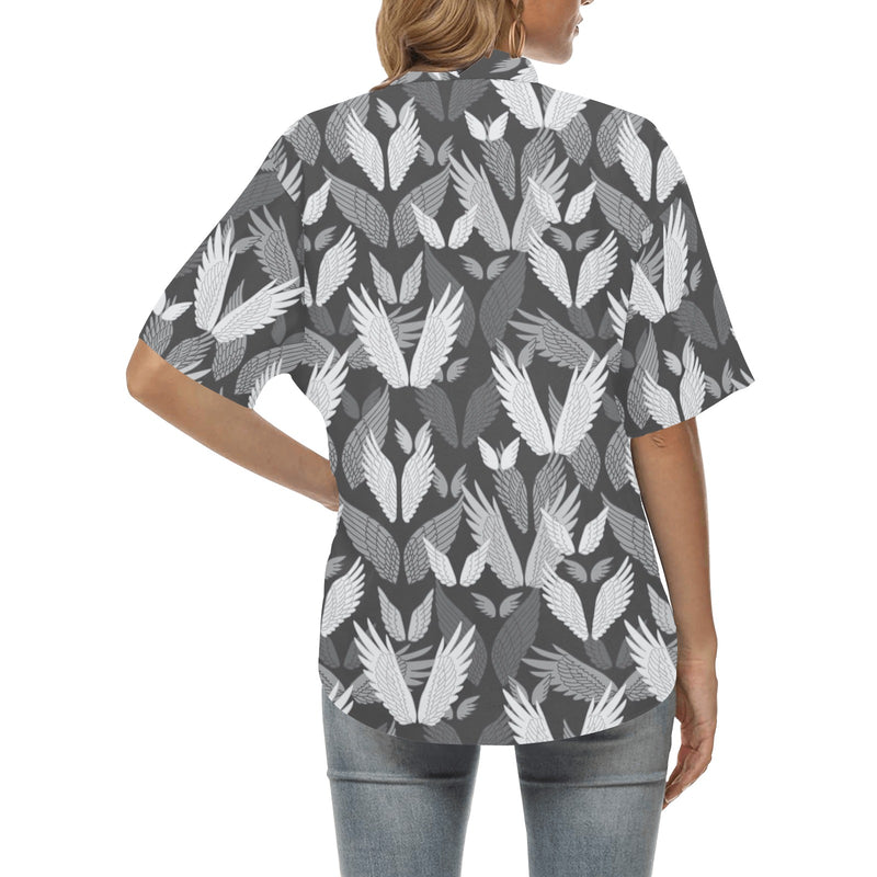 Angel Wings Pattern Design Themed Print Women's Hawaiian Shirt