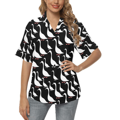 Goose Pattern Print Design 01 Women's Hawaiian Shirt