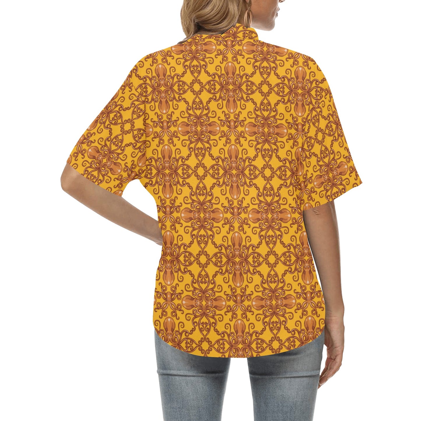 Octopus Background Design Print Women's Hawaiian Shirt