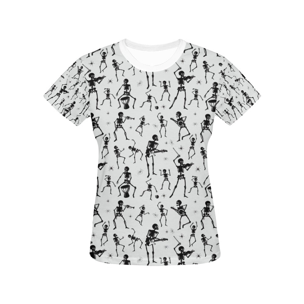 Skeleton Music Player Print Design LKS303 Women's  T-shirt