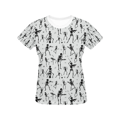 Skeleton Music Player Print Design LKS303 Women's  T-shirt